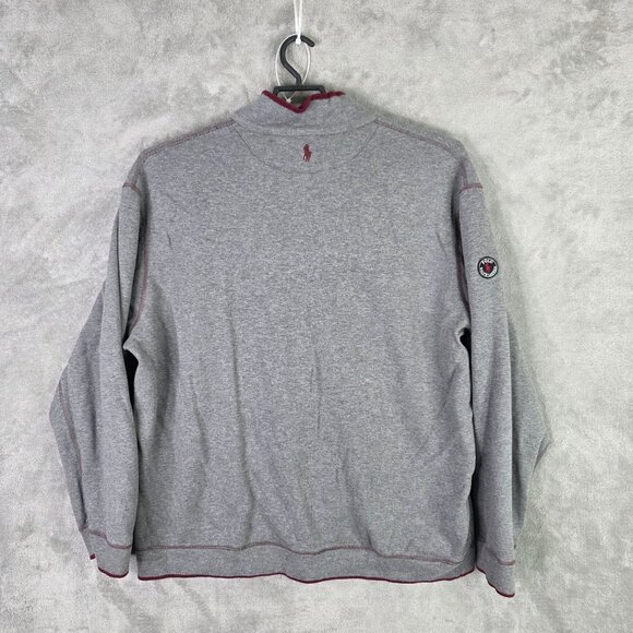 Mens Polo Ralph Lauren Reversible Gray & Burgundy 1/4 Zip Pullover Sweatshirt M - Picture 5 of 9
